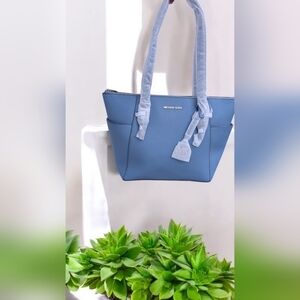 Michael Kors Charlotte Large Top Zip Shoulder Tote Bag Denim (NWT)